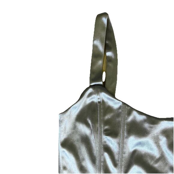 Y2K Forever 21 Silver Satin Corset Top Bustier Coquette Fairycore Women Size L - Picture 2 of 5